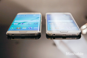 Side by side comparison of the Galaxy S6 and S6 edge.  Source: Mashable.com